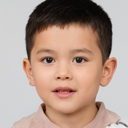 Neutral white child male with short  brown hair and brown eyes