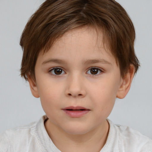 Neutral white child female with short  brown hair and brown eyes