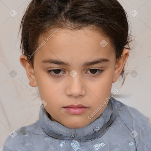 Neutral white child female with medium  brown hair and brown eyes