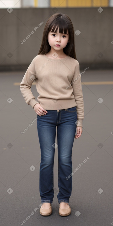 Chinese child female with  brown hair