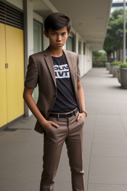 Singaporean teenager boy with  brown hair