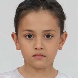 Neutral white child female with short  brown hair and brown eyes