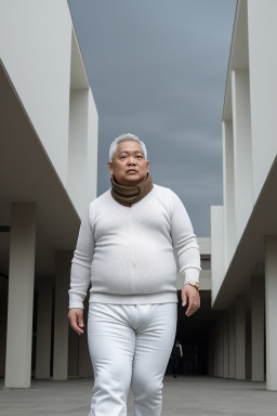 Indonesian middle-aged male with  white hair