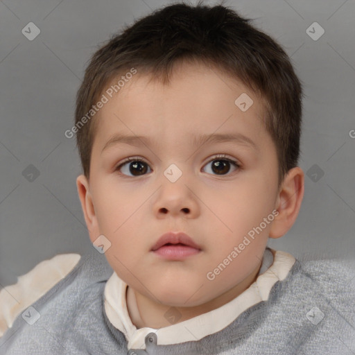 Neutral white child male with short  brown hair and brown eyes