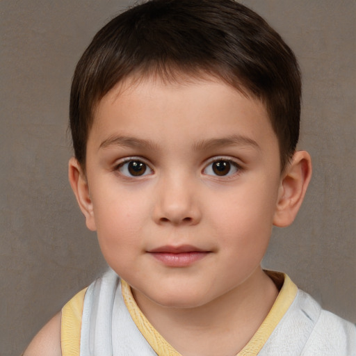 Neutral white child male with short  brown hair and brown eyes