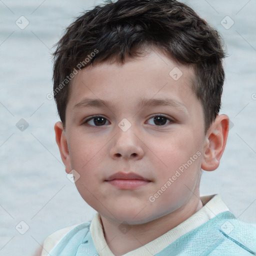 Neutral white child male with short  brown hair and brown eyes