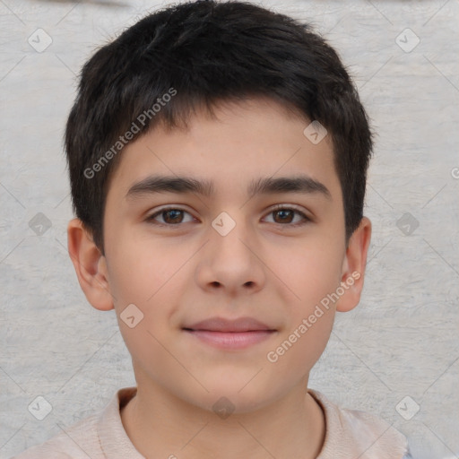 Neutral white child male with short  brown hair and brown eyes