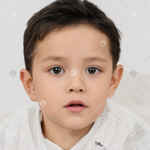 Neutral white child male with short  brown hair and brown eyes