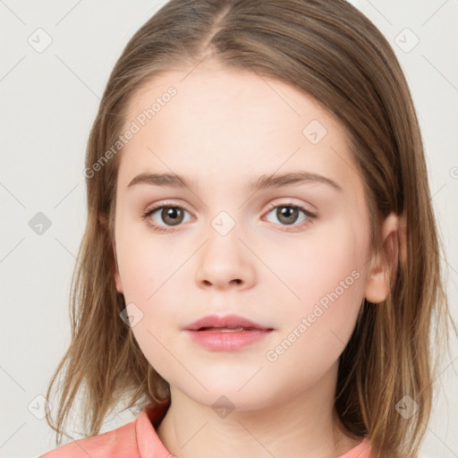 Neutral white child female with medium  brown hair and brown eyes