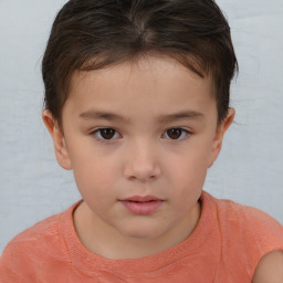 Neutral white child female with short  brown hair and brown eyes