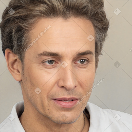 Neutral white adult male with short  brown hair and brown eyes