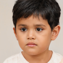 Neutral asian child male with short  brown hair and brown eyes