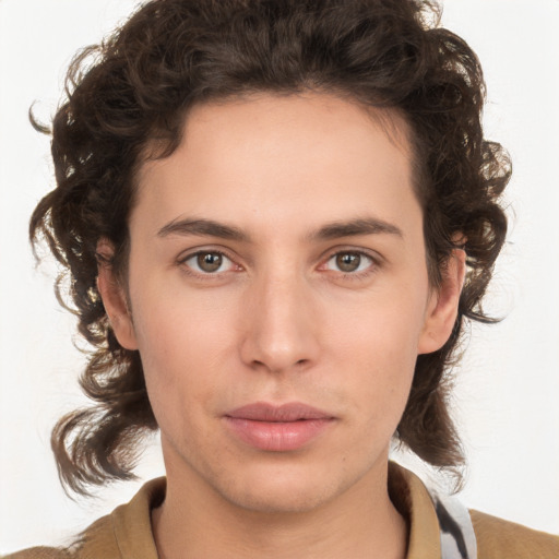 Neutral white young-adult male with medium  brown hair and brown eyes