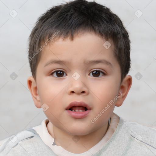 Neutral white child male with short  brown hair and brown eyes