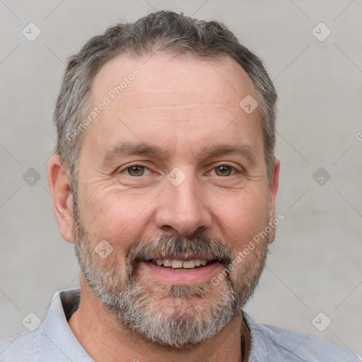 Neutral white adult male with short  brown hair and brown eyes