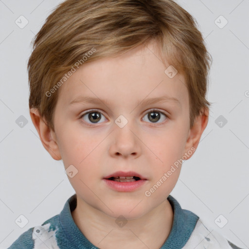 Neutral white child male with short  brown hair and brown eyes