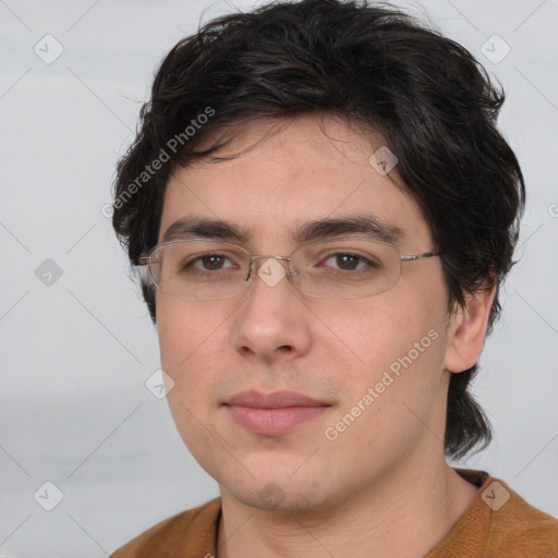 Neutral white young-adult male with medium  brown hair and brown eyes