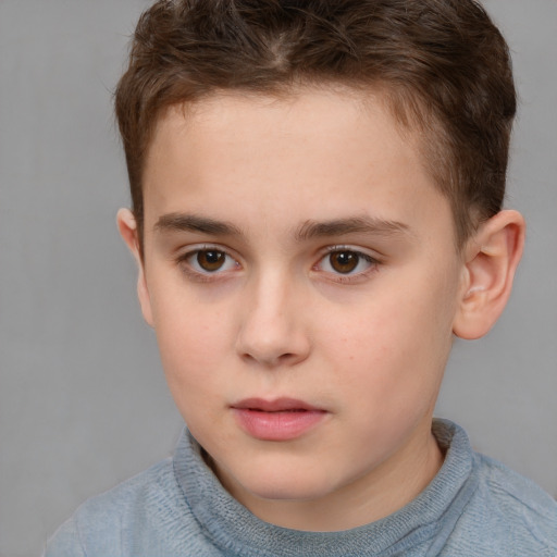 Neutral white child male with short  brown hair and brown eyes