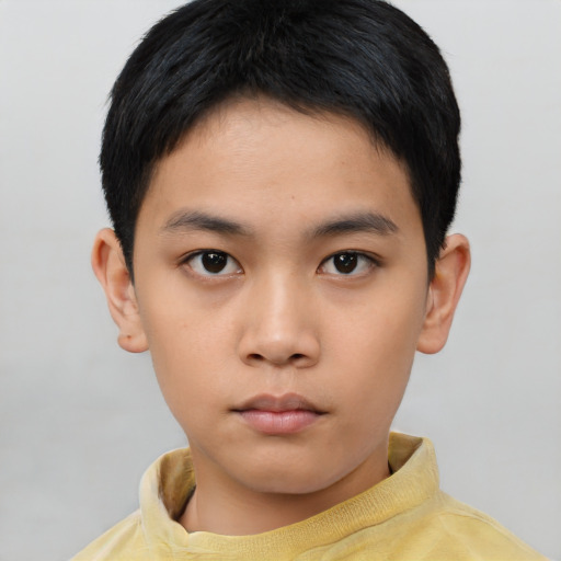 Neutral asian young-adult male with short  brown hair and brown eyes