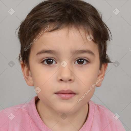 Neutral white child male with short  brown hair and brown eyes