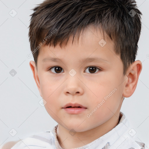 Neutral white child male with short  brown hair and brown eyes