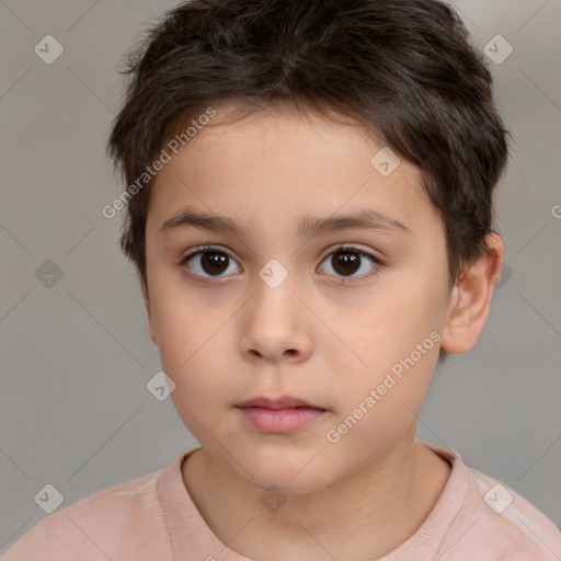 Neutral white child male with short  brown hair and brown eyes