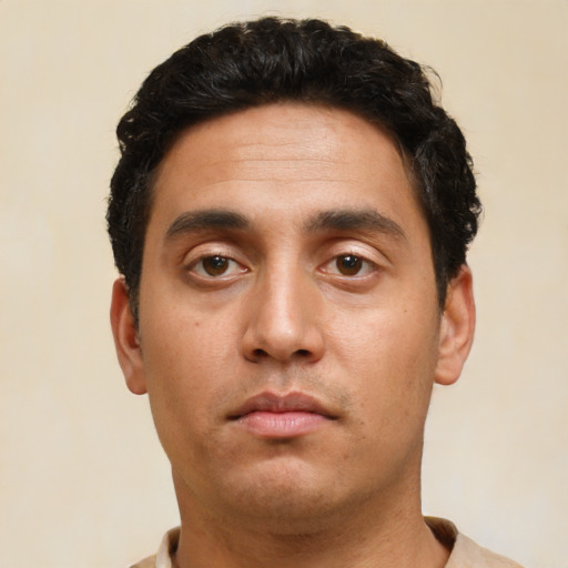 Neutral white young-adult male with short  black hair and brown eyes