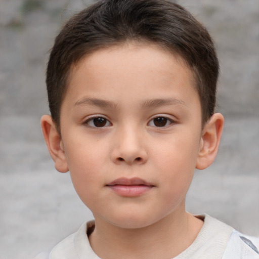 Neutral white child male with short  brown hair and brown eyes