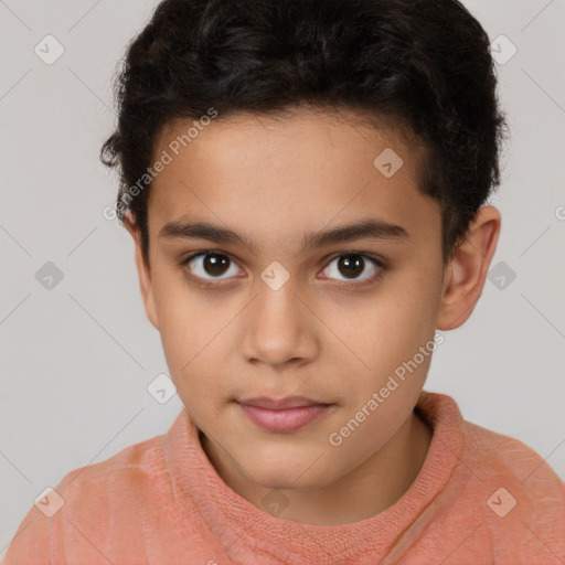 Neutral white child male with short  brown hair and brown eyes