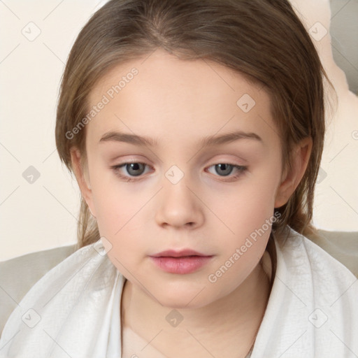 Neutral white child female with medium  brown hair and brown eyes