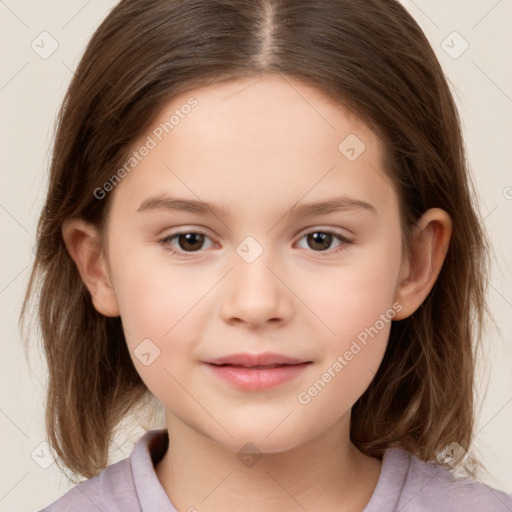 Neutral white child female with medium  brown hair and brown eyes