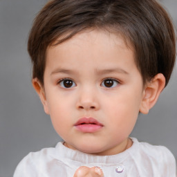 Neutral white child female with short  brown hair and brown eyes