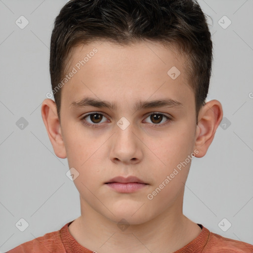 Neutral white child male with short  brown hair and brown eyes