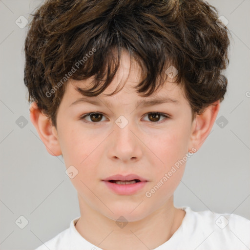 Neutral white child male with short  brown hair and brown eyes