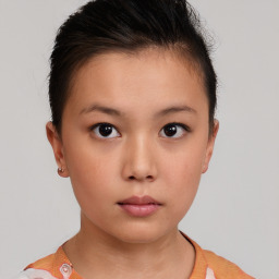 Neutral white child female with short  brown hair and brown eyes