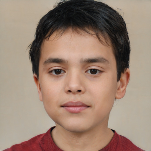 Neutral asian child male with short  brown hair and brown eyes