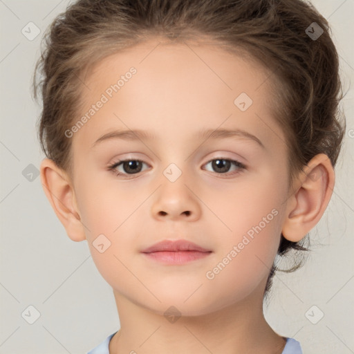 Neutral white child female with medium  brown hair and brown eyes