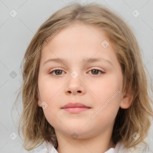 Neutral white child female with medium  brown hair and brown eyes