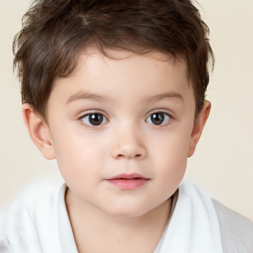 Neutral white child male with short  brown hair and brown eyes