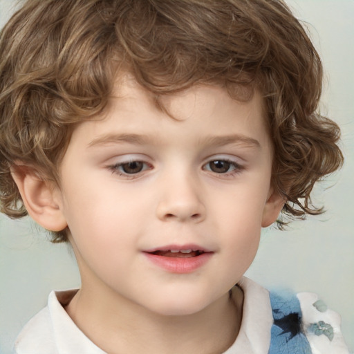 Neutral white child male with medium  brown hair and brown eyes