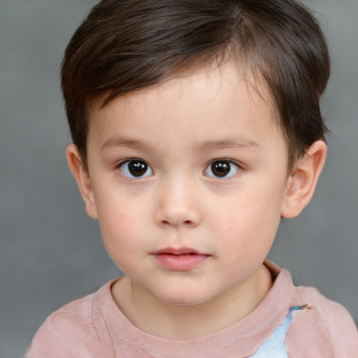 Neutral white child female with short  brown hair and brown eyes