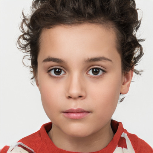 Neutral white child female with medium  brown hair and brown eyes