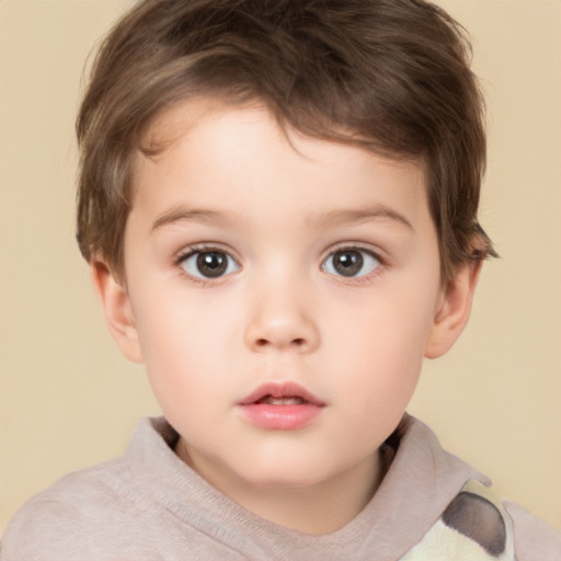 Neutral white child male with short  brown hair and brown eyes