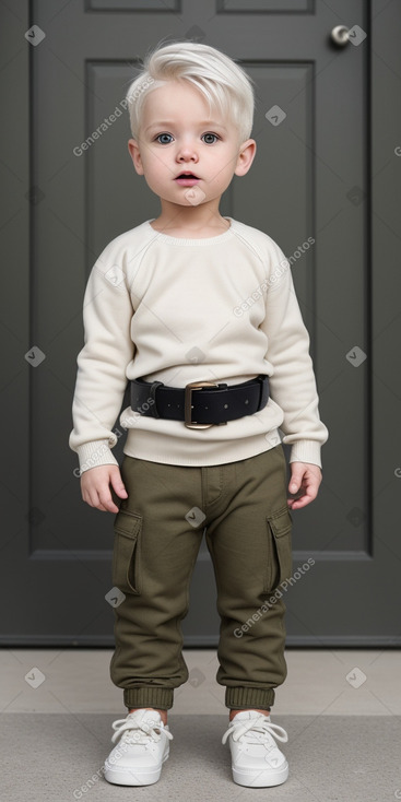 Caucasian infant boy with  white hair