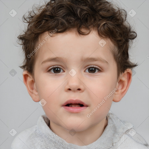 Neutral white child male with short  brown hair and brown eyes