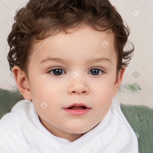 Neutral white child female with short  brown hair and brown eyes