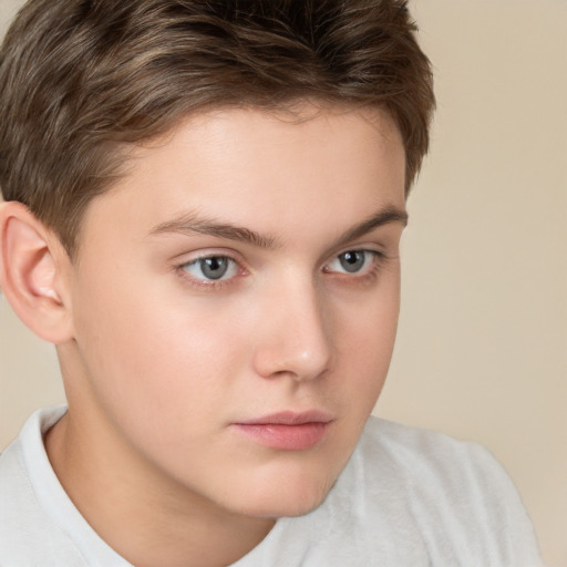 Neutral white child male with short  brown hair and brown eyes