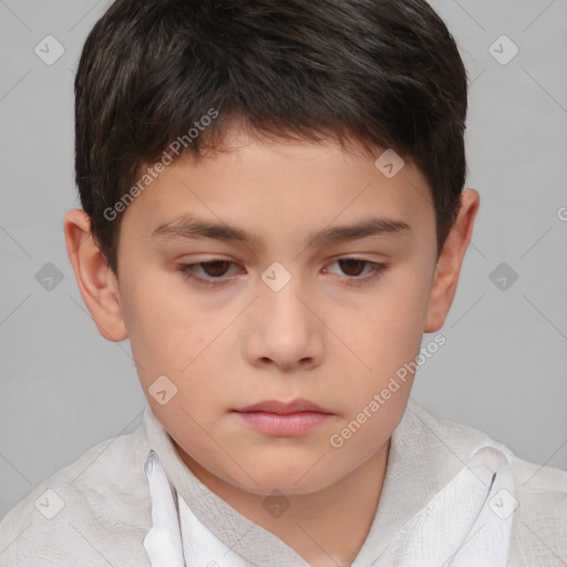 Neutral white child male with short  brown hair and brown eyes