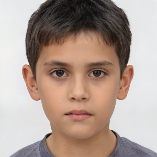 Neutral white child male with short  brown hair and brown eyes