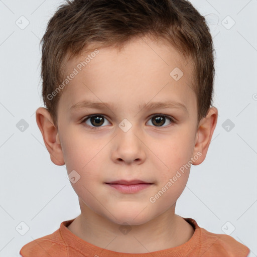 Neutral white child male with short  brown hair and brown eyes